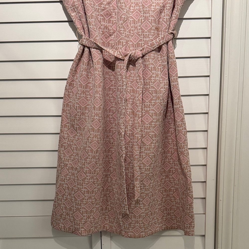 Vintage, 60’s, Pink & Taupe, Geometric-Patterned Women's Dress Double-knit poly - Picture 3 of 16